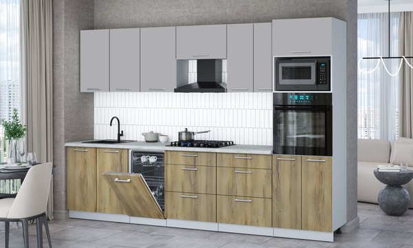 Кухонный гарнитур Интерлиния Мила Gloss 3.05-ПМ3
