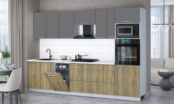 Кухонный гарнитур Интерлиния Мила Gloss 3.05-ПМ3