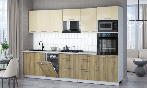 Кухонный гарнитур Интерлиния Мила Gloss 3.05-ПМ3