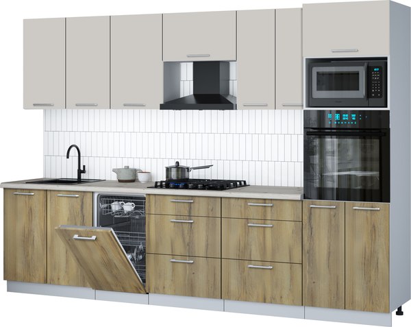 Кухонный гарнитур Интерлиния Мила Gloss 3.05-ПМ3 - фото