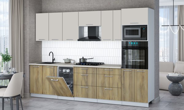 Кухонный гарнитур Интерлиния Мила Gloss 3.05-ПМ3