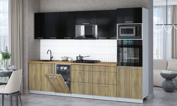 Кухонный гарнитур Интерлиния Мила Gloss 3.05-ПМ3