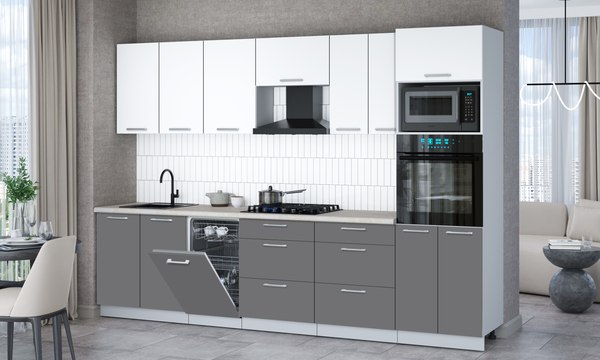 Кухонный гарнитур Интерлиния Мила Gloss 3.05-ПМ3