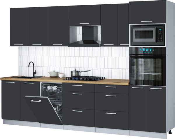 Кухонный гарнитур Интерлиния Мила Gloss 3.05-ПМ3 - фото