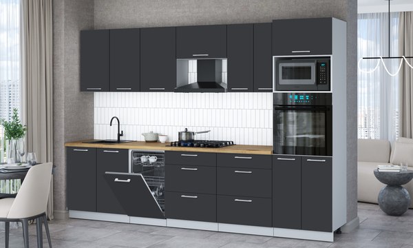 Кухонный гарнитур Интерлиния Мила Gloss 3.05-ПМ3