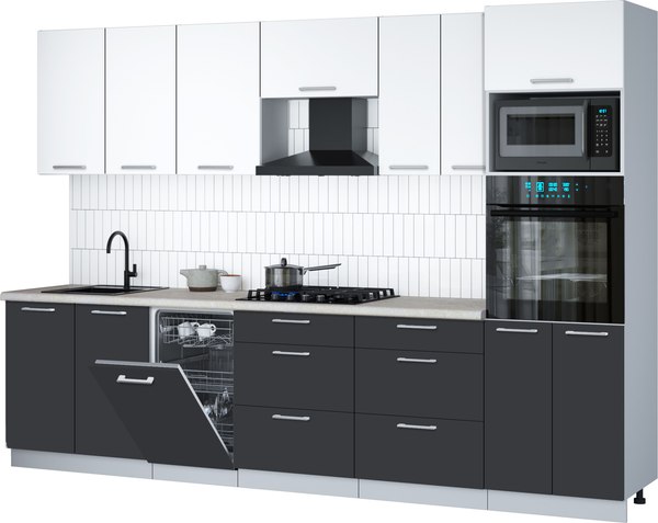 Кухонный гарнитур Интерлиния Мила Gloss 3.05-ПМ3 - фото
