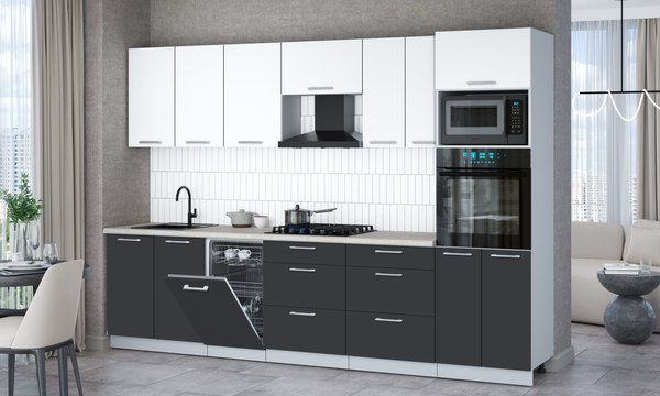 Кухонный гарнитур Интерлиния Мила Gloss 3.05-ПМ3