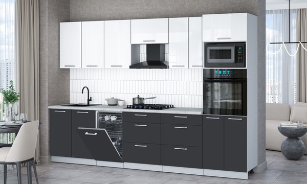 Кухонный гарнитур Интерлиния Мила Gloss 3.05-ПМ3