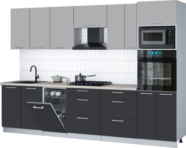 Кухонный гарнитур Интерлиния Мила Gloss 3.05-ПМ3 - фото