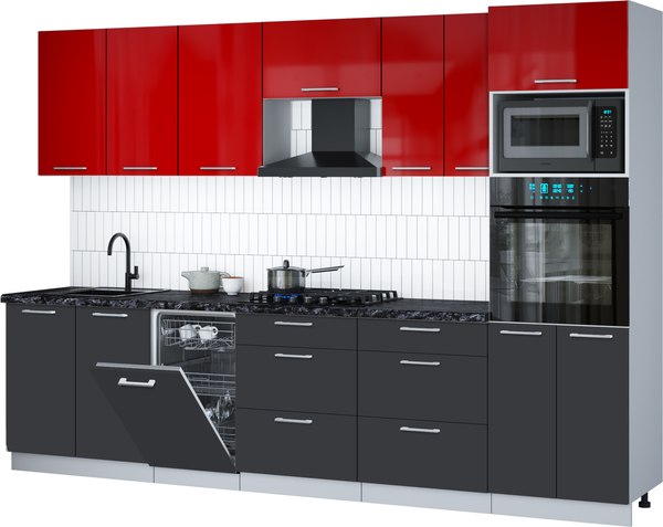 Кухонный гарнитур Интерлиния Мила Gloss 3.05-ПМ3 - фото