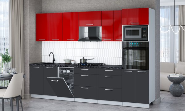 Кухонный гарнитур Интерлиния Мила Gloss 3.05-ПМ3