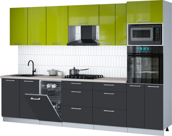Кухонный гарнитур Интерлиния Мила Gloss 3.05-ПМ3 - фото