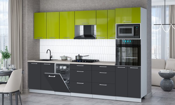 Кухонный гарнитур Интерлиния Мила Gloss 3.05-ПМ3