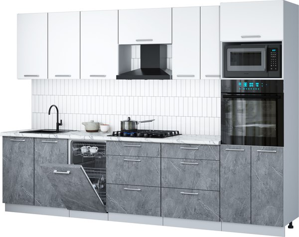Кухонный гарнитур Интерлиния Мила Gloss 3.05-ПМ3 - фото