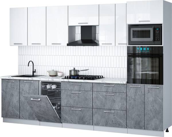 Кухонный гарнитур Интерлиния Мила Gloss 3.05-ПМ3 - фото