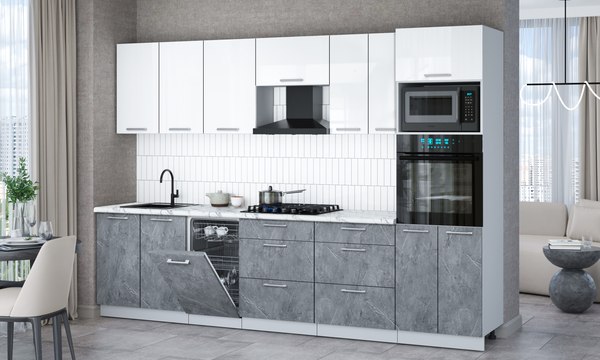 Кухонный гарнитур Интерлиния Мила Gloss 3.05-ПМ3