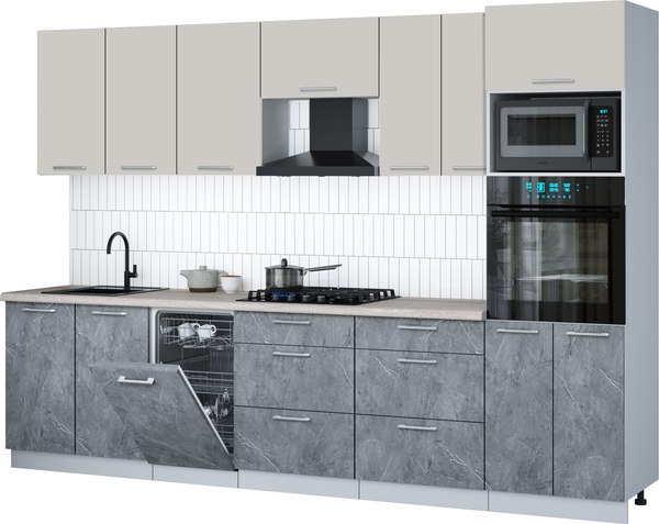 Кухонный гарнитур Интерлиния Мила Gloss 3.05-ПМ3 - фото