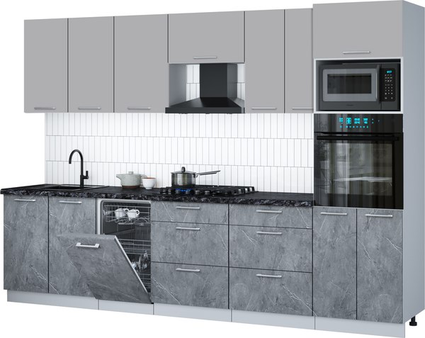 Кухонный гарнитур Интерлиния Мила Gloss 3.05-ПМ3 - фото