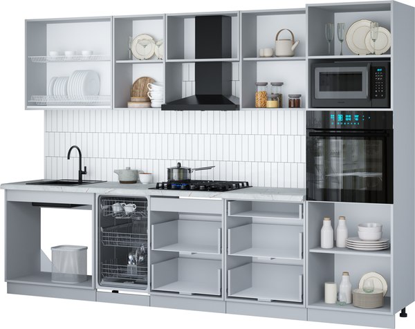 Кухонный гарнитур Интерлиния Мила Gloss 3.05-ПМ3