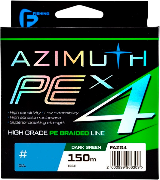 Леска плетеная F-Fishing Azimuth PE X4 150м Dark Green / FAZG4-008 - фото