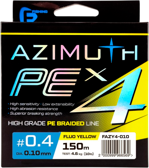 Леска плетеная F-Fishing Azimuth PE X4 150м Fluo Yellow / FAZY4-010 - фото