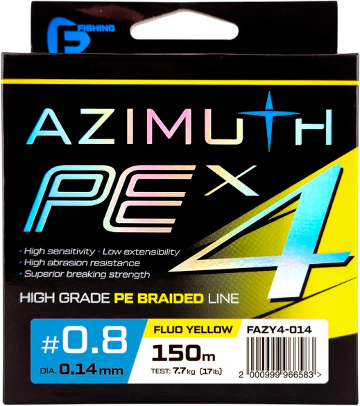 Леска плетеная F-Fishing Azimuth PE X4 150м Fluo Yellow / FAZY4-014 - фото