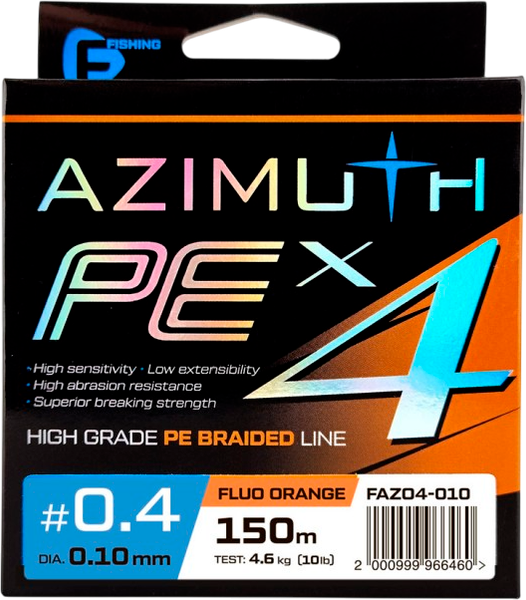 Леска плетеная F-Fishing Azimuth PE X4 150м Orange / FAZO4-010 - фото