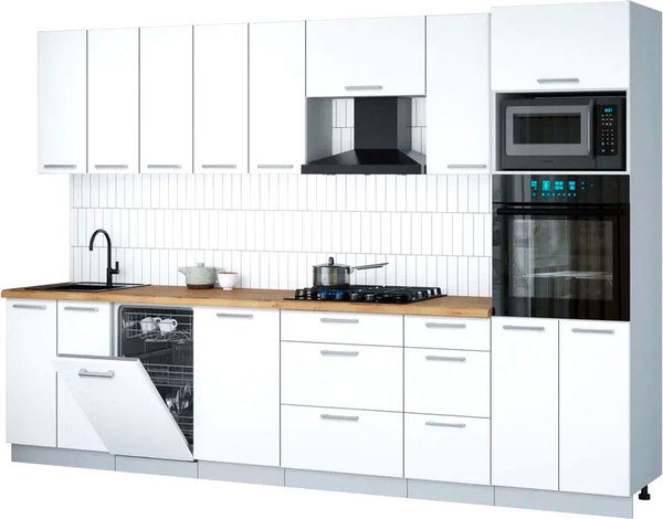 Кухонный гарнитур Интерлиния Мила Gloss 3.1-ПМ3 - фото