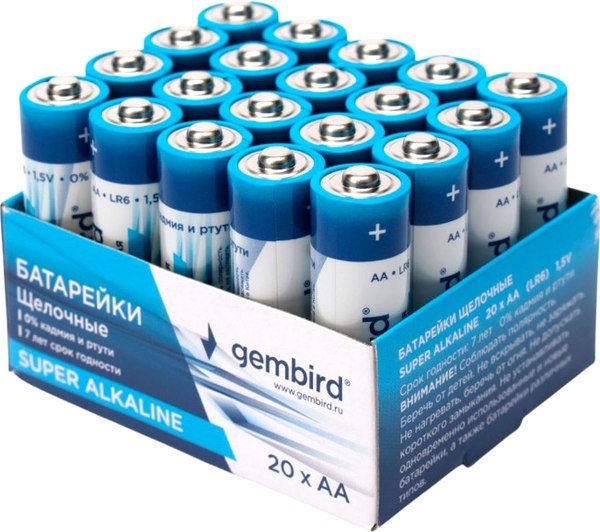 Комплект батареек Gembird GB-LR6-20B - фото