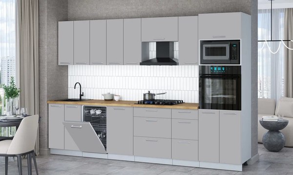 Кухонный гарнитур Интерлиния Мила Gloss 3.1-ПМ3