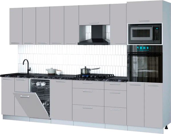 Кухонный гарнитур Интерлиния Мила Gloss 3.1-ПМ3 - фото
