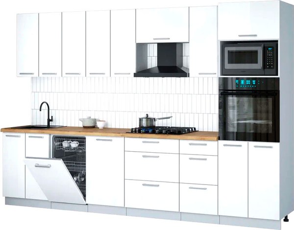 Кухонный гарнитур Интерлиния Мила Gloss 3.1-ПМ3 - фото