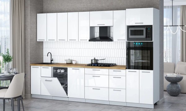 Кухонный гарнитур Интерлиния Мила Gloss 3.1-ПМ3