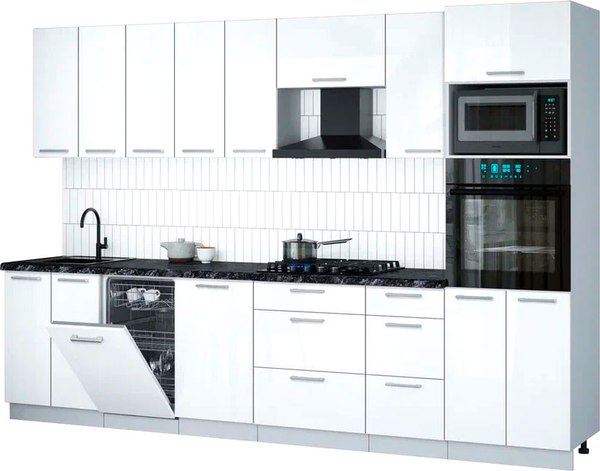 Кухонный гарнитур Интерлиния Мила Gloss 3.1-ПМ3 - фото