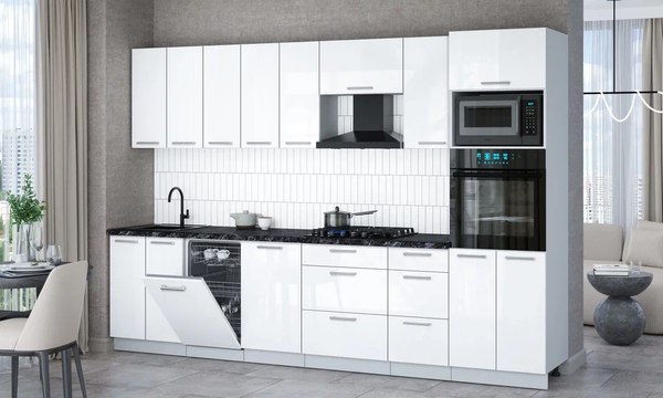 Кухонный гарнитур Интерлиния Мила Gloss 3.1-ПМ3