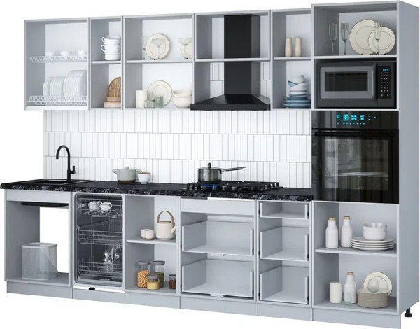 Кухонный гарнитур Интерлиния Мила Gloss 3.1-ПМ3