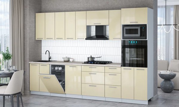 Кухонный гарнитур Интерлиния Мила Gloss 3.1-ПМ3