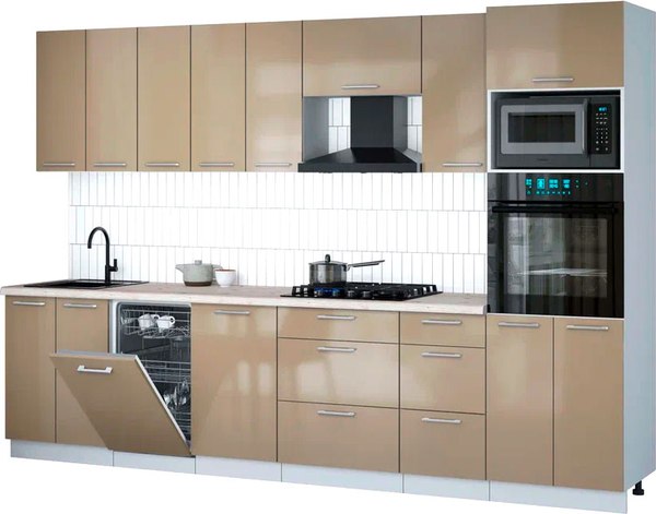 Кухонный гарнитур Интерлиния Мила Gloss 3.1-ПМ3 - фото