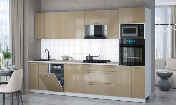 Кухонный гарнитур Интерлиния Мила Gloss 3.1-ПМ3