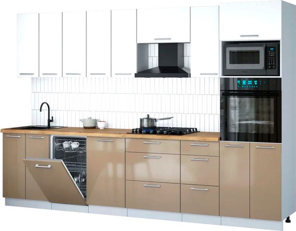 Кухонный гарнитур Интерлиния Мила Gloss 3.1-ПМ3 - фото