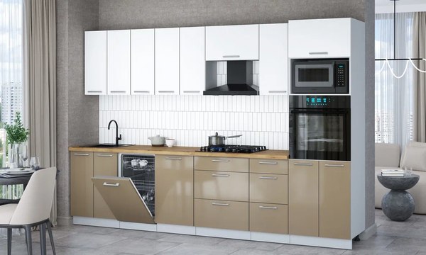 Кухонный гарнитур Интерлиния Мила Gloss 3.1-ПМ3