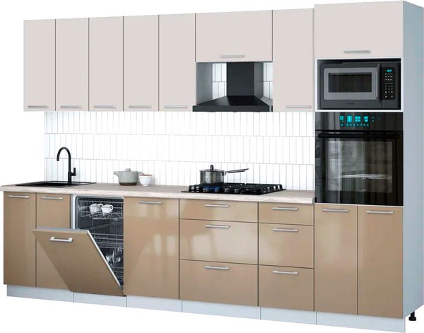 Кухонный гарнитур Интерлиния Мила Gloss 3.1-ПМ3 - фото