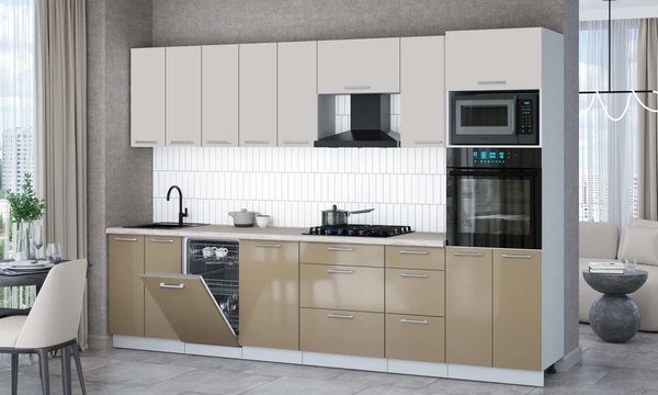 Кухонный гарнитур Интерлиния Мила Gloss 3.1-ПМ3