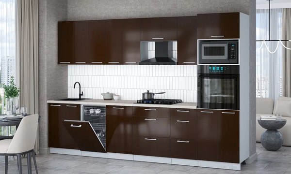 Кухонный гарнитур Интерлиния Мила Gloss 3.1-ПМ3