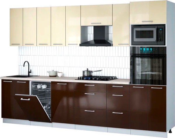 Кухонный гарнитур Интерлиния Мила Gloss 3.1-ПМ3 - фото