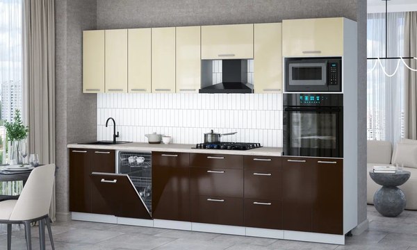 Кухонный гарнитур Интерлиния Мила Gloss 3.1-ПМ3