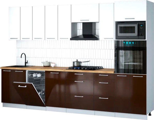 Кухонный гарнитур Интерлиния Мила Gloss 3.1-ПМ3 - фото