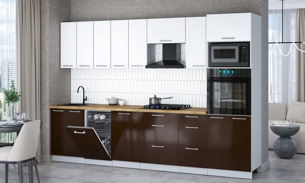 Кухонный гарнитур Интерлиния Мила Gloss 3.1-ПМ3