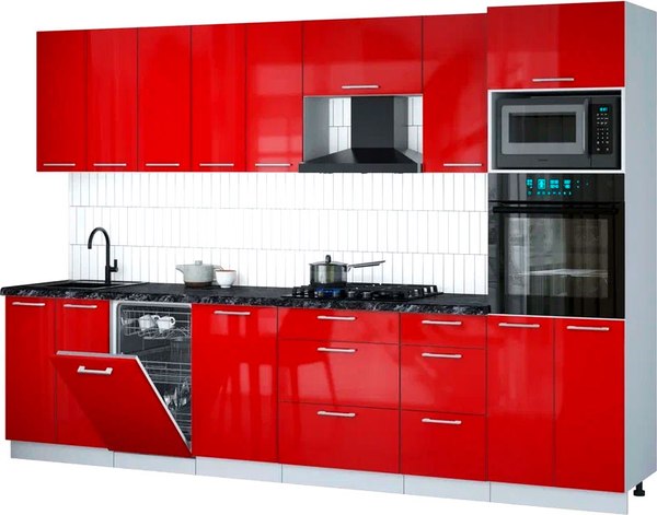 Кухонный гарнитур Интерлиния Мила Gloss 3.1-ПМ3 - фото