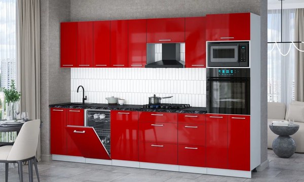 Кухонный гарнитур Интерлиния Мила Gloss 3.1-ПМ3